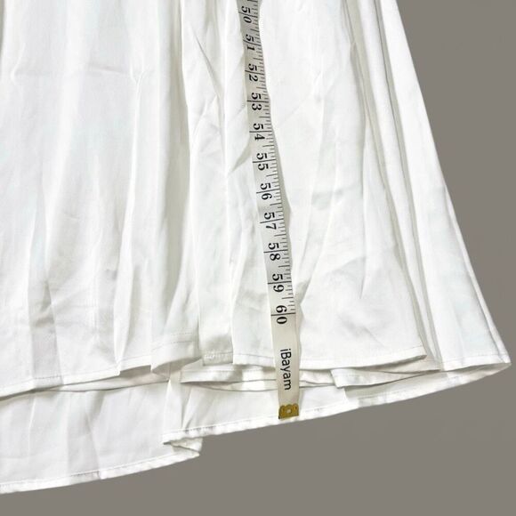 Lulus Elegant Confidence White Satin Flutter Sleeve Cutout Maxi Dress Size XL Ne - Picture 9 of 13